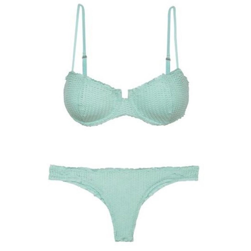 Mint Green Textured Bikini Set